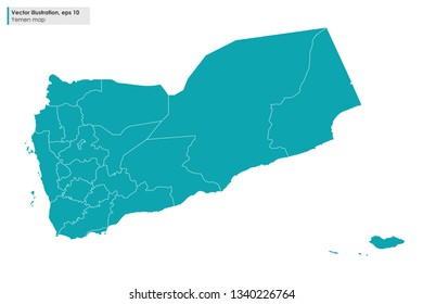yemen map with regions vector illustration on white background