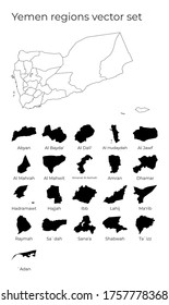 Yemen map with shapes of regions. Blank vector map of the Country with regions. Borders of the country for your infographic. Vector illustration.