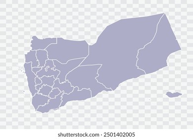 Yemen Map  silver Color on White Background quality files Png