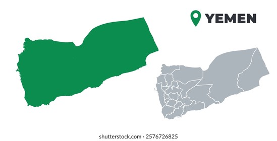 Yemen map simple flat outline vector set