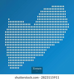 Yemen Map Stylized Diamond Pattern Digital Art Illustration. Modern Geographic Outline of Middle East Country on Blue Background for Data Visualization and Global Repo