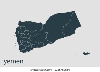vector de mapa de yemen, ilustración de vector de diseño abstracto Eps 10. Color de la marina. Alto detalle sobre el fondo blanco.