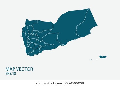 Vector de mapa de Yemen, ilustración de vector de diseño abstracto Eps 10. Alto detalle sobre fondo blanco.