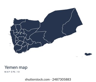 Yemen map vector, Abstract design vector illustration Eps 10. Navy color.High Detailed on white background.