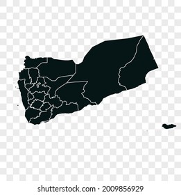 Yemen map vector. dark color. isolated on transparent background.