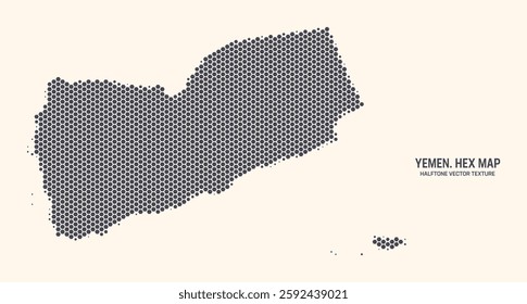 Yemen Map Vector Hexagonal Halftone Pattern Isolate On Light Background. Hex Texture in the Form of a Map of Yemen. Modern Technological Contour Map of Yemen for Design or Business Projects