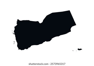 Yemen Map vector icon. Map of Yemen Black Silhouette.