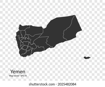 Yemen map vector, isolated on transparent background
