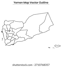 Yemen Map Vector Outline Editable Country Silhouette