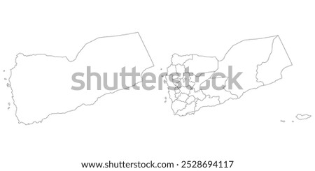 Yemen map. Map of Yemen in white set