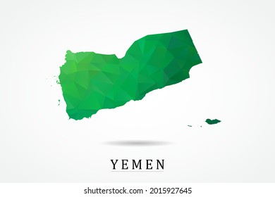 Yemen Map - World Map International vector template, low polygon style with green color isolated on white background - Vector illustration eps 10