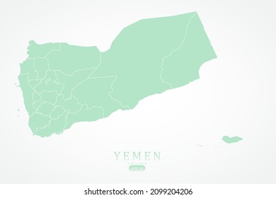 Yemen Map - World Map International vector template with High detailed including green color and white outline isolated on white background - Vector illustration eps 10