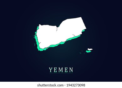 Mapa de Yemen - Plantilla de vector de mapa mundial con gradiente de color verde y blanco aislado en el fondo oscuro - Ilustración vectorial eps 10