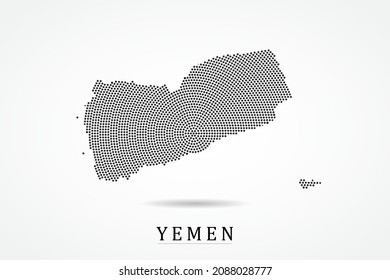 Yemen Map - World map vector template with Black dots, grid, grunge, halftone style isolated on white background for education, infographic, design - Vector illustration eps 10