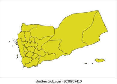 Yemen map yellow Color on White Backgound