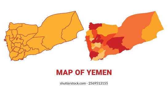 Yemen Map Yellow regions orange political map vector