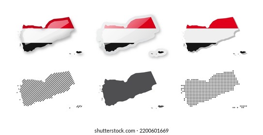 Yemen - Maps Collection. Six maps of different designs. Set of vector illustrations