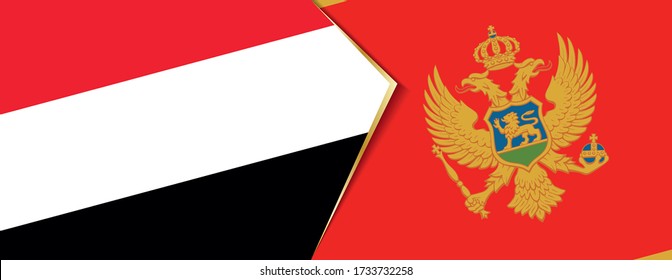 Banderas de Yemen y Montenegro, dos banderas vectoriales símbolo de relación o enfrentamiento.