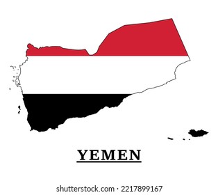 Diseño Del Mapa De Bandera Nacional De Yemen, Ilustración De La Bandera De Yemen Dentro Del Mapa