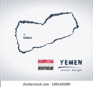 Yemen national vector drawing map on white background