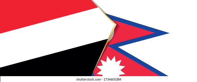 Banderas de Yemen y Nepal, dos banderas vectoriales símbolo de relación o enfrentamiento.