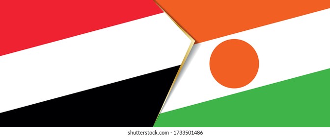 Banderas de Yemen y Níger, dos banderas vectoriales símbolo de relación o enfrentamiento.