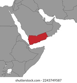 Yemen on world map. Vector illustration.