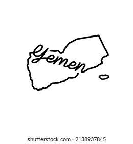 Yemen outline map with the handwritten country name. Continuous line drawing of patriotic home sign. A love for a small homeland. T-shirt print idea. Vector illustration.