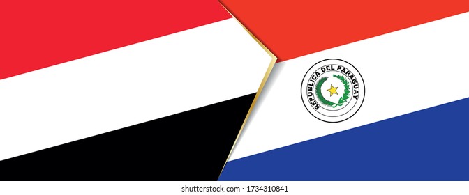 Yemen and Paraguay flags, two vector flags symbol of relationship or confrontation.