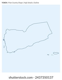 Yemen plain country map. High details. Outline style. Shape of Yemen. Vector illustration.