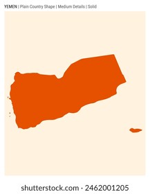 Yemen plain country map. Medium Details. Solid style. Shape of Yemen. Vector illustration.