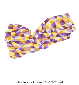 Yemen polygonal map background low poly style yellow, orange, blue, purple colors vector illustration eps
