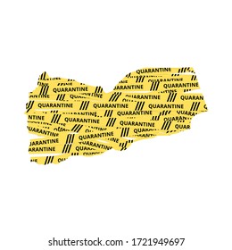 Yemen Quarantine Yellow Tape country of Asia, Asian map illustration, vector isolated on white background