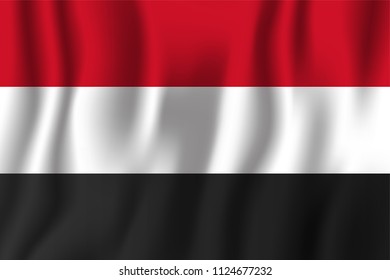 Yemen realistic waving flag vector illustration. National country background symbol. Independence day.