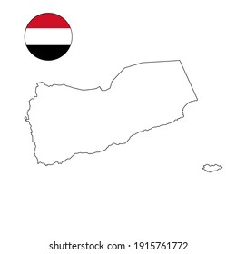 Yemen Republic country map outline for middle east themes in the Arabian peninsula.