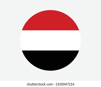 Yemen Round Country Flag. Yemeni Yemenite Circle National Flag. Republic of Yemen Circular Shape Button Banner. EPS Vector Illustration.