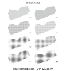Yemen Set of Dotted Map Vector Illustrator 