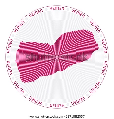 Yemen shape radial arcs. Country round icon. Yemen logo design poster. Astonishing vector illustration.