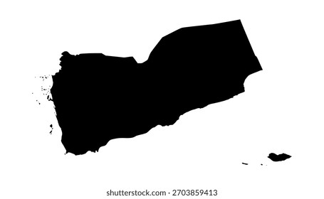 Yemen Silhouette Map Design. Yemen Map Vector Illustration. Perfect for infographics, presentations, and educational materials.