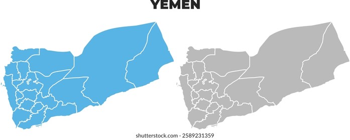 Yemen simple maps flat illustration
