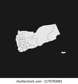 yemen soft white map with black detail and background