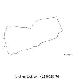 Yemen - solid black outline border map of country area. Simple flat vector illustration.
