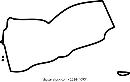 Yemen - solid black outline border map of country area. Simple flat vector illustration.