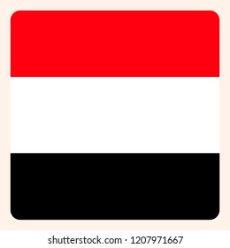 Yemen square flag button, social media communication sign, business icon.
