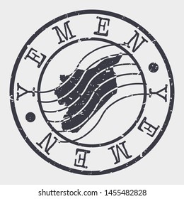 Yemen Stamp Postal. Map Silhouette Seal. Passport Round Design. Vector Icon. Design Retro Travel.