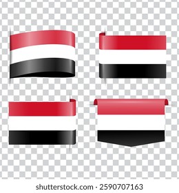 Yemen tag national flag with shadow