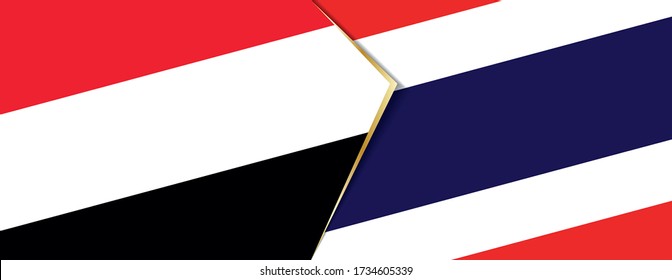 Banderas de Yemen y Tailandia, dos banderas vectoriales símbolo de relación o enfrentamiento.