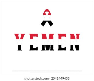 Yemen Typography with National flag on a white background, Editable vector design of Yemen typography with flag, National Day Design, Yemen day design, National Flag of Yemen, Flag Typography