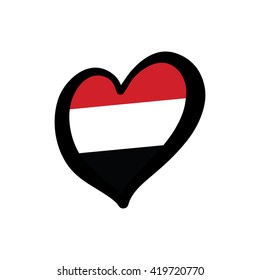 Yemen Vector Flag Inside Heart. Shape Graphic Element Illustration Template Design, yemen, yemen heart