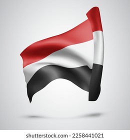 Jemen, Vektorflagge mit Wellen und Wellen, die im Wind auf weißem Hintergrund schwingen